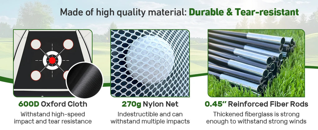 10x7FT Golf Hitting Net with Practice Mat - Includes Target Cloth and Golf Balls