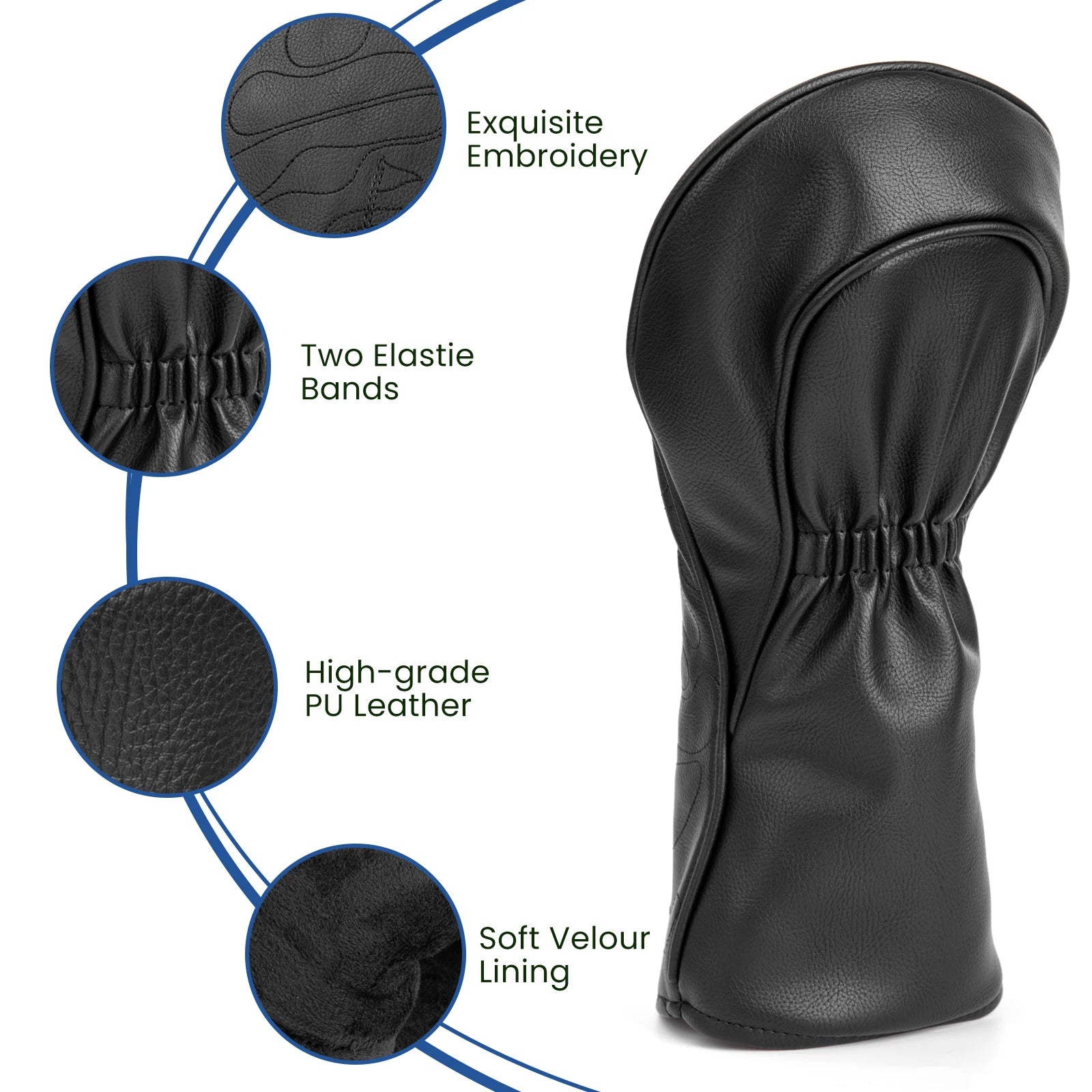 Golf Club Head Covers - Black Pattern