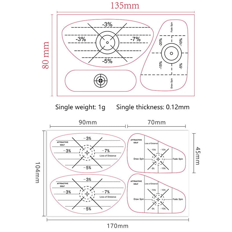 Golf Club Impact Tape - 10 sheets