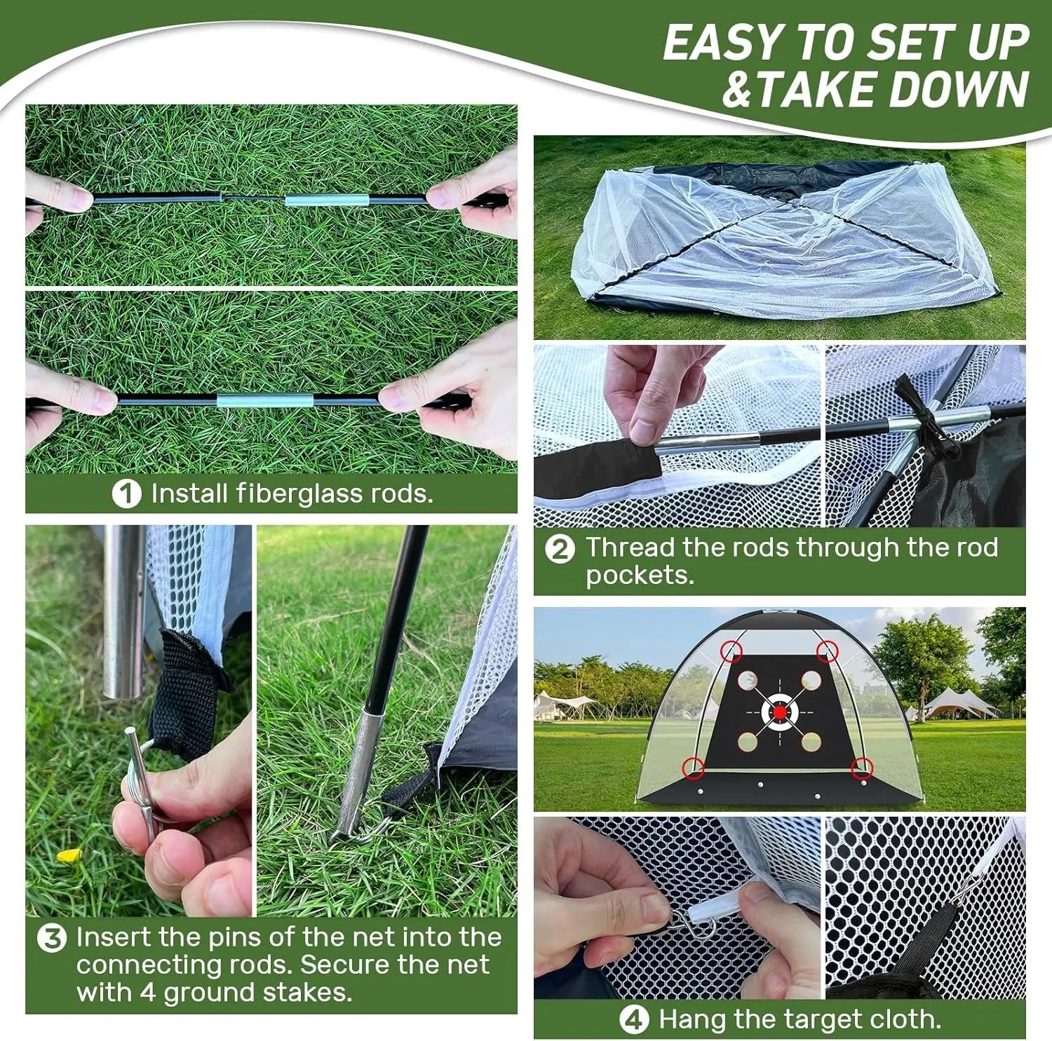 10x7FT Golf Hitting Net with Practice Mat - Includes Target Cloth and Golf Balls