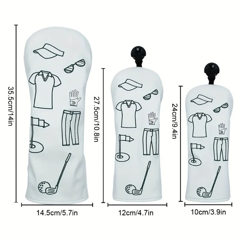 Golf Club Head Covers - White Pattern