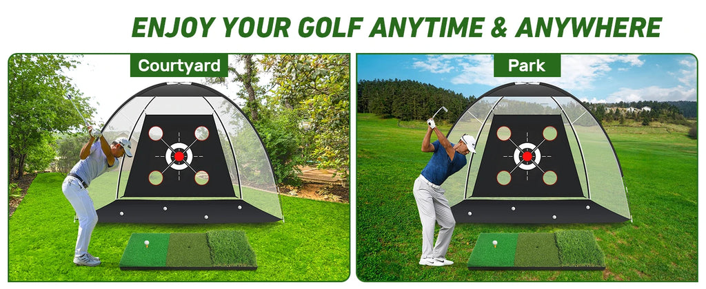 10x7FT Golf Hitting Net with Practice Mat - Includes Target Cloth and Golf Balls
