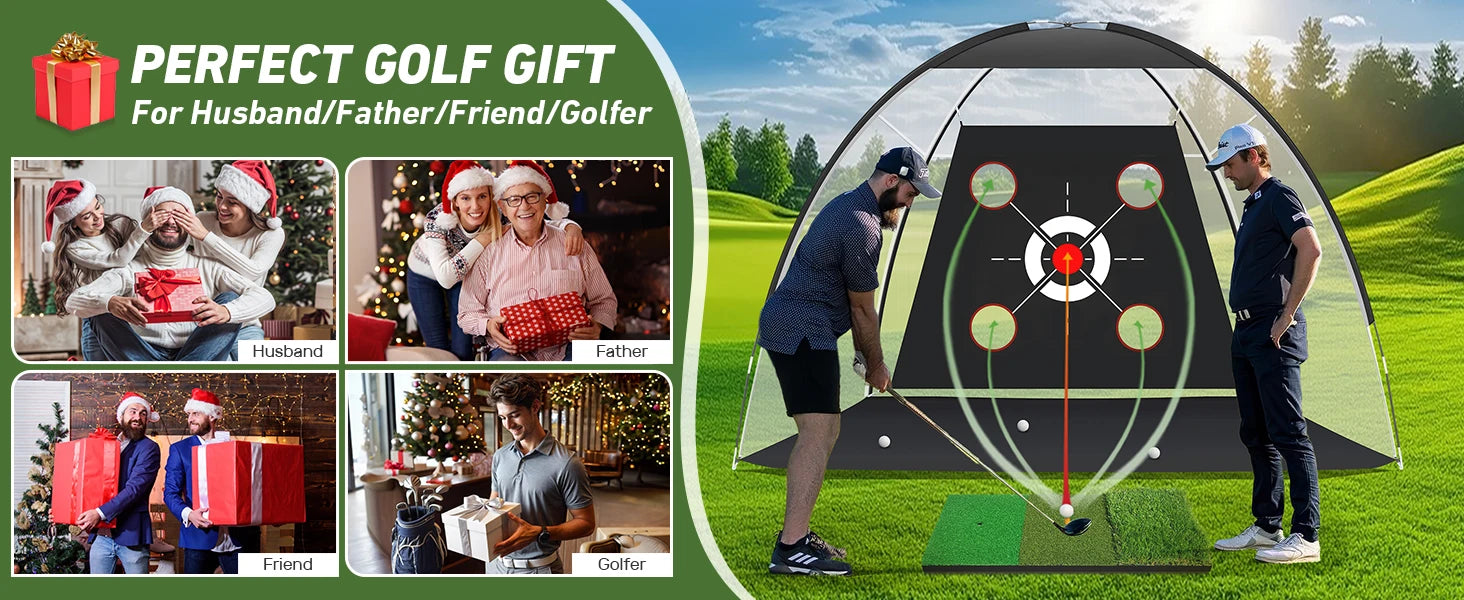 10x7FT Golf Hitting Net with Practice Mat - Includes Target Cloth and Golf Balls