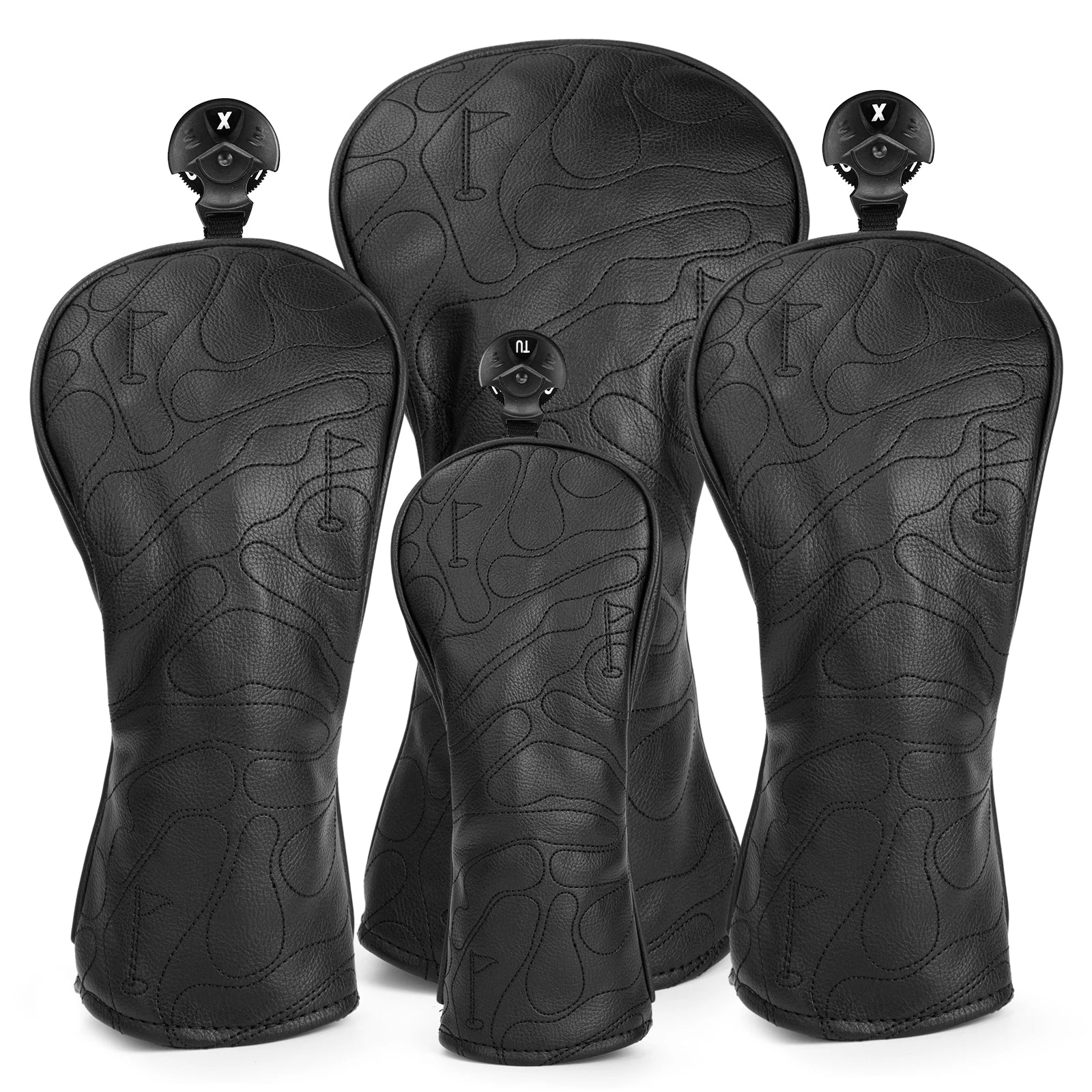 Golf Club Head Covers - Black Pattern