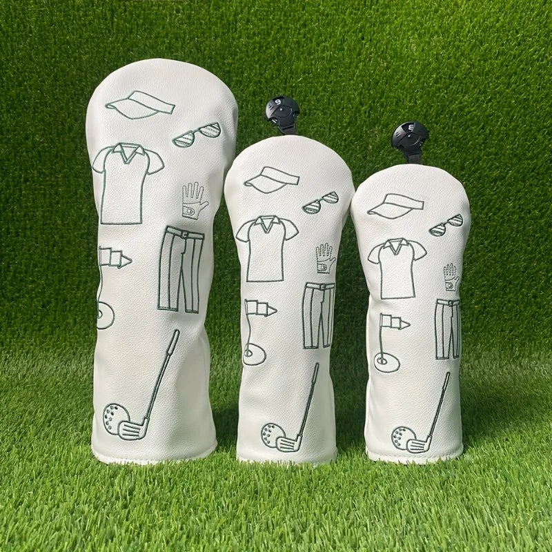 Golf Club Head Covers - White Pattern